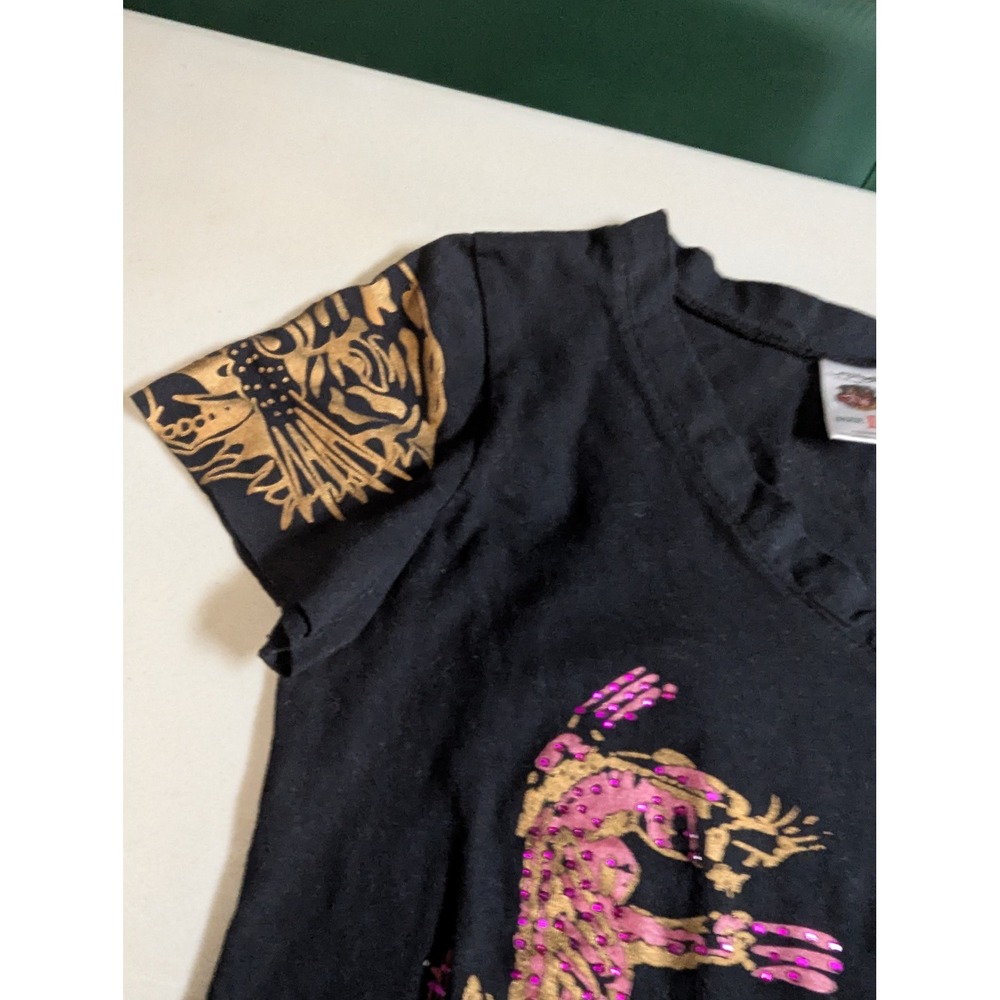 Vintage‎ Ed Hardy Long Baby Tee Panther Rose Tattoo Tunic Christian Audigier L - Picture 9 of 15